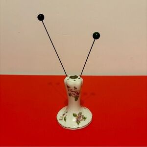 Vintage Antique Hatpin Holder - Floral - Hand Painted - includes Pins